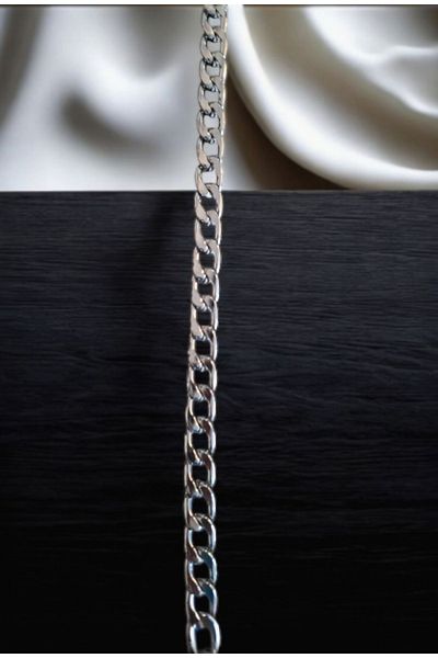 Nildenhobim Knitted and Leather Bag Chain - Width: 11.5 mm - Thickness: 2.8 mm Length: 2 Meters (Silver Color)