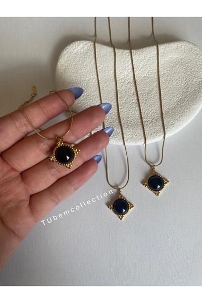 COLLECTİON Siyah mineli siyah kolye