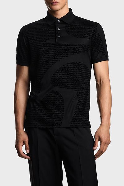 Emporio Armani Cotton Regular Fit All Logo Button Polo Neck t Shirt Men Polo Neck t Shirt E