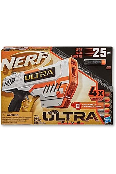 Nerf Ultra 5 Blaster - Includes 4 Ultra Darts - The Farthest Flying Darts Ever - Outdoor Game f