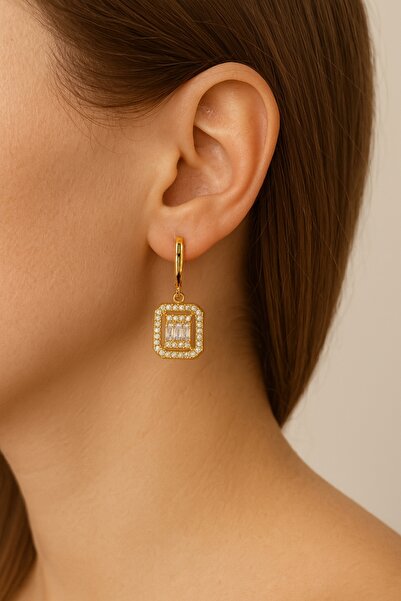 Makerlab Altın kaplama baget, paslanmaz çelik küpe