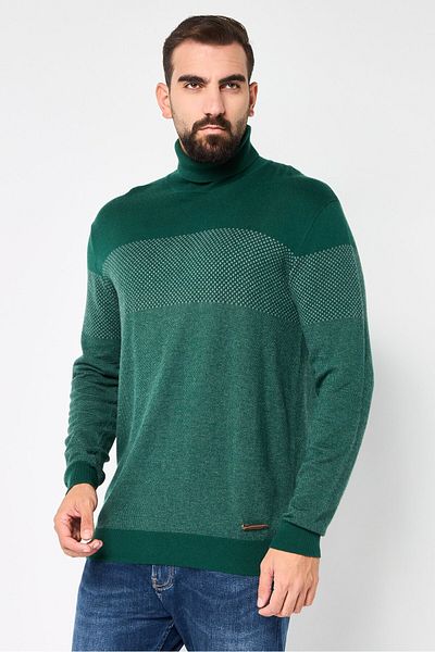 Harmont & Blaine Jeans Men Turtle Neck Textured Sweater, Green
