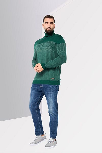 Harmont & Blaine Jeans Men Turtle Neck Textured Sweater, Green