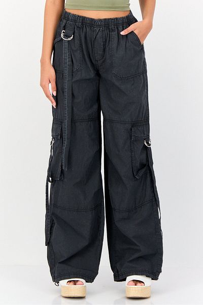 Don't Call Me Jennyfer Women Regular Fit Washed Cargo Pants, Black