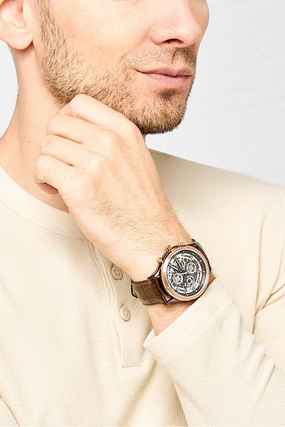 Roccobarocco Men RB5327M-06M Quartz Leather Watch 45,5 mm, Brown