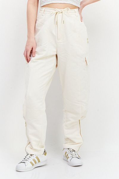 adidas Women Sportswear Fit Drawstring Outdoor Track Pants, Beige