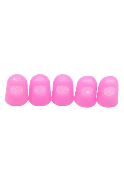 Choice4 pink 5pcs/Lot Multifunctional Silicone Thimbles Hollowed Out Breathable Protective Finger Sleeve DIY