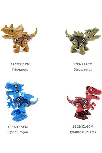 Yelajoy 6pcs Dinosaur Toy for Kids 3+,Birthday Gifts Dino Toys Construction Building Toy with Electric Drill