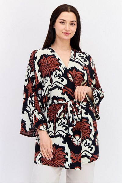 Koton Women Split Neck Kimono Cardigan, Multicolor
