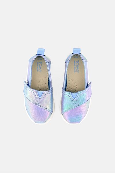 Toms Toddlers Girl Velcro Closure Shoes, Light Blue/White