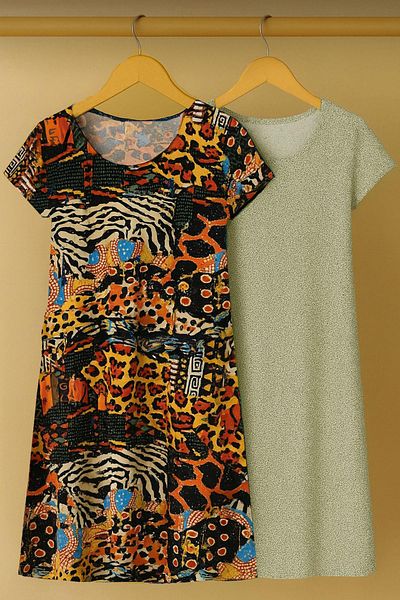 COTENCONCEPT 2 Pieces Draped Comfortable Fit Daily Combed Cotton Fabric Dress