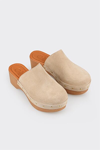 Elle Shoes Naturel Deri Kadın Terlik