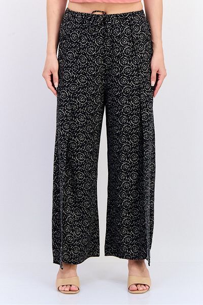 Koton Ole X Women Regular Fit Allover Print Wrap Front Wide Leg Pants, Multicolor