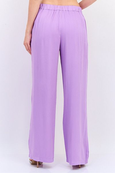 Koton Women Regular Fit Wide Leg Solid Pants, Purple