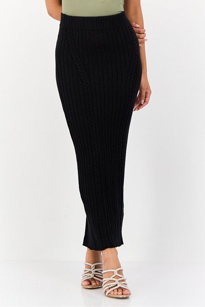 Don't Call Me Jennyfer Women Knitted Maxi Skirt, Black