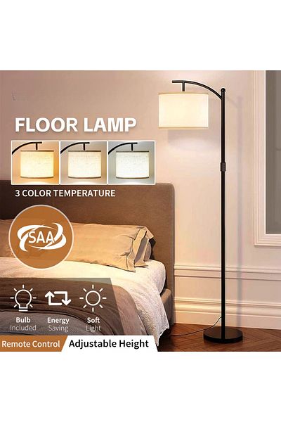 Cady One Floor Lamp With Warm Light Remote Control and adjustable Lampshade For Living Room Office Black