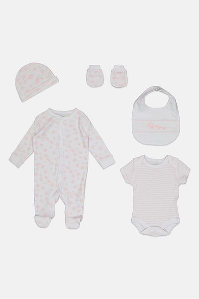 Rock A Bye Baby Boutique Toddlers Boy 5 Pieces Allover Print Hanging Gift Set, Multicolor