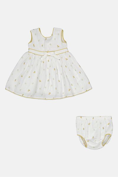 Rock A Bye Baby Boutique Toddlers Girl 2 Pieces Allover Print Top And Panty Set, White