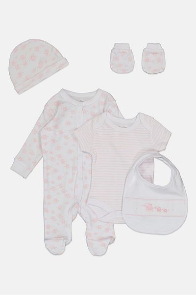 Rock A Bye Baby Boutique Toddlers Boy 5 Pieces Allover Print Hanging Gift Set, Multicolor