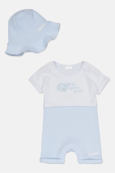 Rock A Bye Baby Boutique Toddlers Girl 2 Pieces Textured Romper And Bucket Hat Set, Multicolor