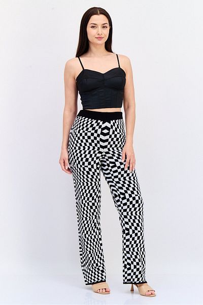 DeFacto Women Checkered Wide Leg Pants, Multicolor