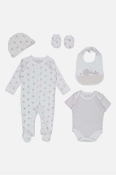 Rock A Bye Baby Boutique Toddlers Boy 5 Pieces Graphic Print Bodysuits Set, Multicolor