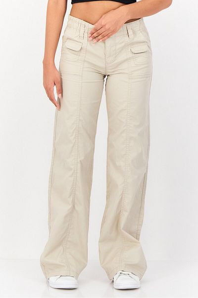 Don't Call Me Jennyfer Women Straight Fit Solid Straight Leg Pants, Beige