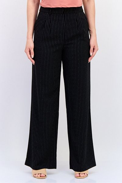 Koton Women Stripe Wide Leg Pants, Black