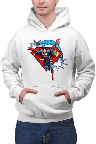 OEM Men's Hoodie Superman Logo Retro Comics Illustration Cosplay