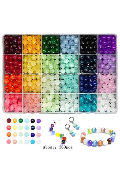 Choice 360pcs 24-Color 8mm Crystal Bead Bracelet Making Kit - 360/480/720 Pieces Jewelry Glass Beads round
