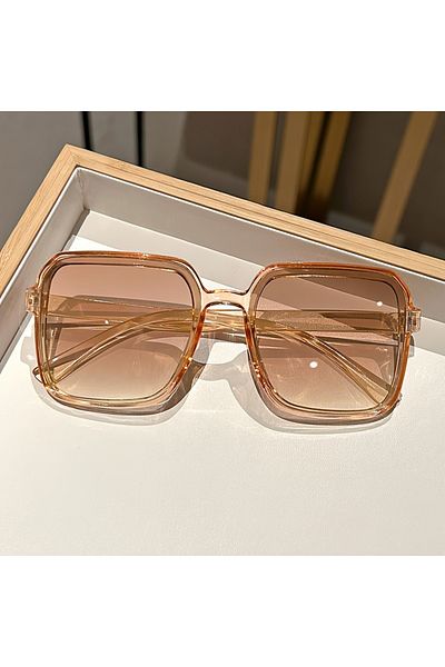 Choice Champagne Extra Large Fashionable Fashion Sunglasses for Women with Square Plastic Decorative Glasse