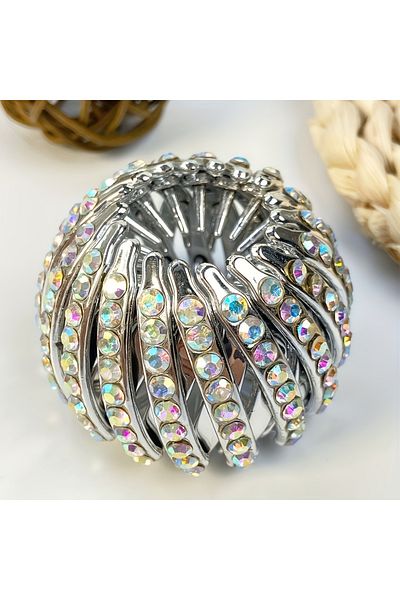 Choice Colour 02 1pc Fashion Shiny Rhinestone Hair Clip Creative Ponytail Hair Grab Headband for Daily Part