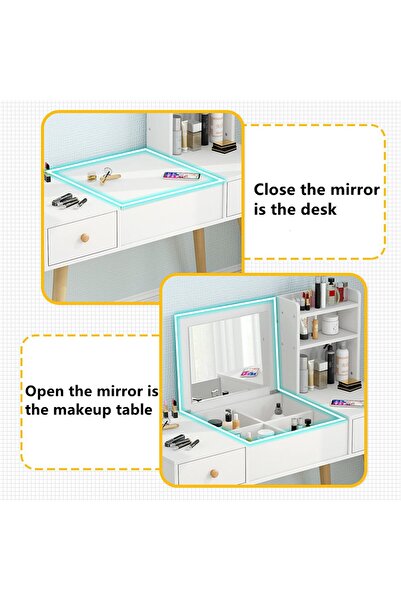 Sheinhome Dresser With Mirror Vanities Table Make Up Organizer Drawers