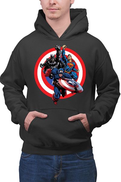 OEM Men's Hoodie Captain America Superman Batman Fight Around World