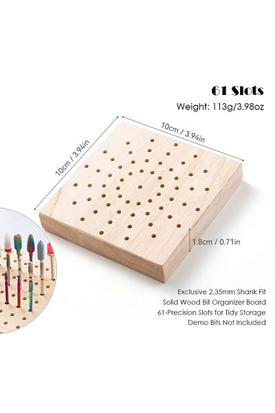 Choice 61 slots 18/61/81 Slots Polishing Head Storage Wood Nail Drill Bit Organizer Tray Milling Cutter Hol