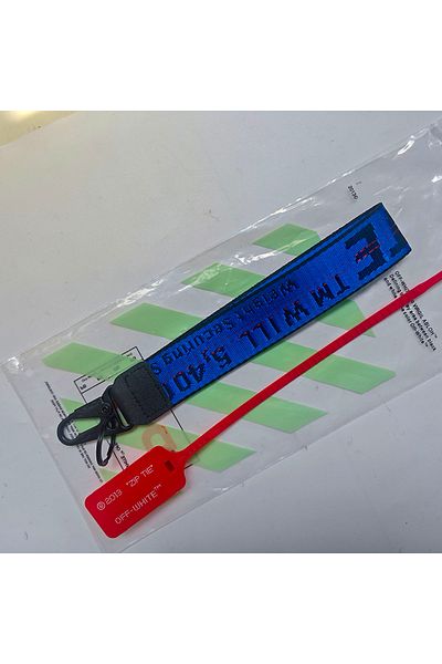 Choice Blue 26CM Striped Canvas Embroidery Letter Keychain with Release Switch, Fashion Key Ring for Women