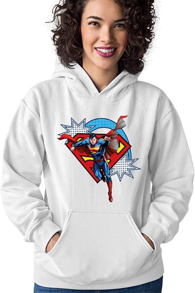 OEM Women's Hoodie Superman Logo Retro Comics Illustration Cosplay