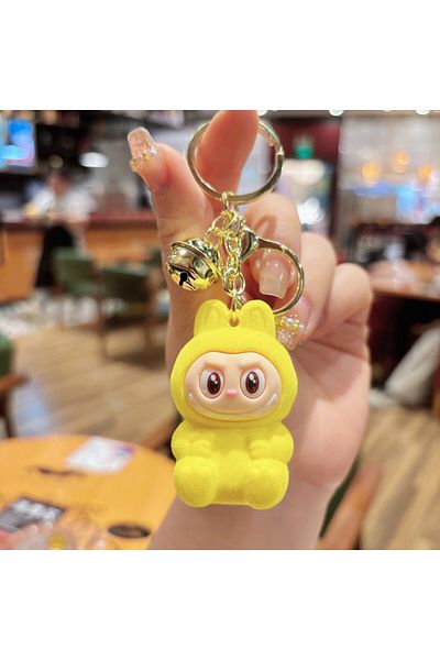 Choice 5.5cm Yellow New Flocking Fabric Keychain Pendant Cute Blind Box Internet-famous Doll Student Bag Pe