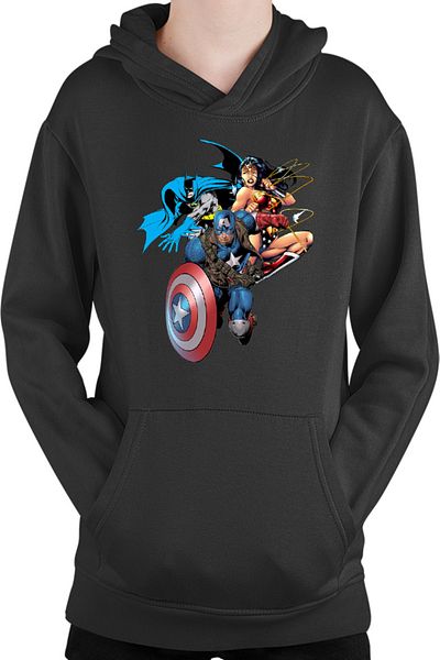 OEM Kids Sweatshirt Captain America Wonder Woman Batman Batmobile