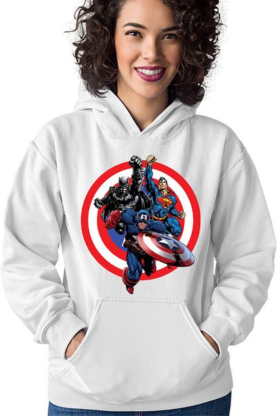 OEM Women's Hoodie Captain America Superman Batman Fight Around World