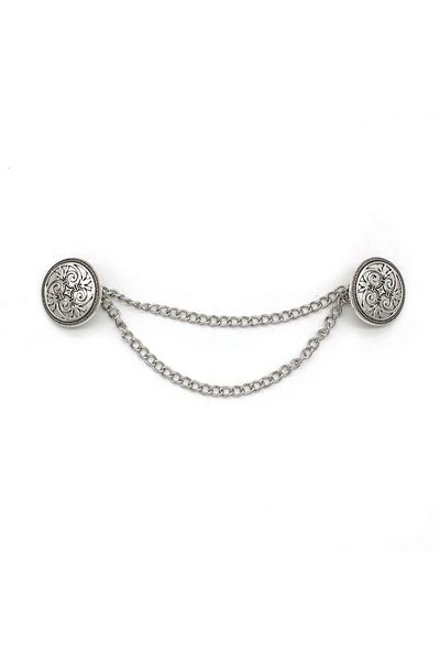 Choice 03 Vintage Flower Chain Cardigan Clip Retro Tassel Buckles Cloak Shirt Collar Brooch Pin for Men Wom