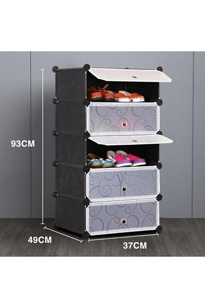 Mercaton Dulap modular pentru depozitare incaltaminte, Mercaton, plastic, 5 compartimente, 37x49x93 cm