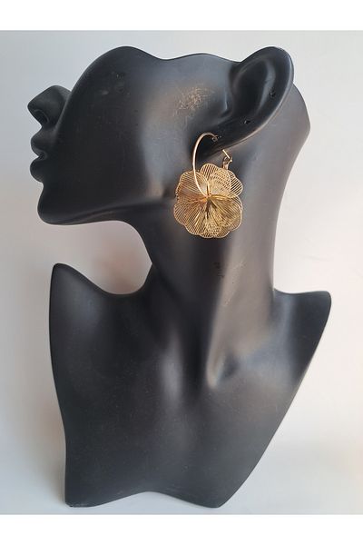 BHR AKSESUAR Gold Hoop Leaf Earrings