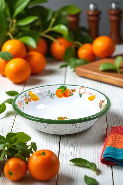 İnci Emaye 20 cm Enameled Bowl Plate, Pit Plate, Salad Plate, Chips Plate