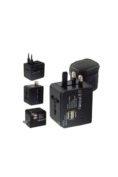 OEM Adaptor universal de călătorie (EU/UK/US/AU) cu 2 porturi USB