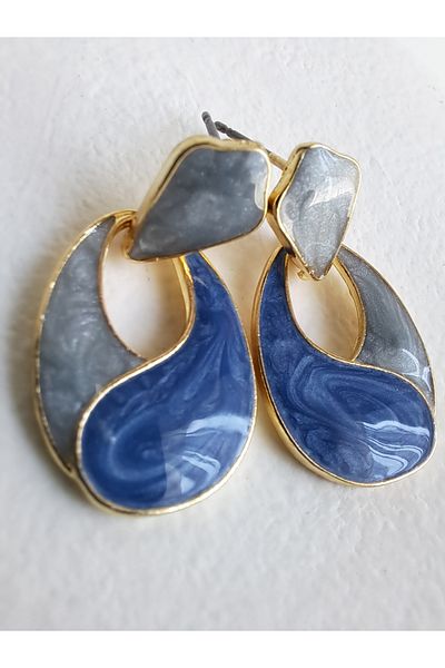 BHR AKSESUAR Blue Light Blue Earrings