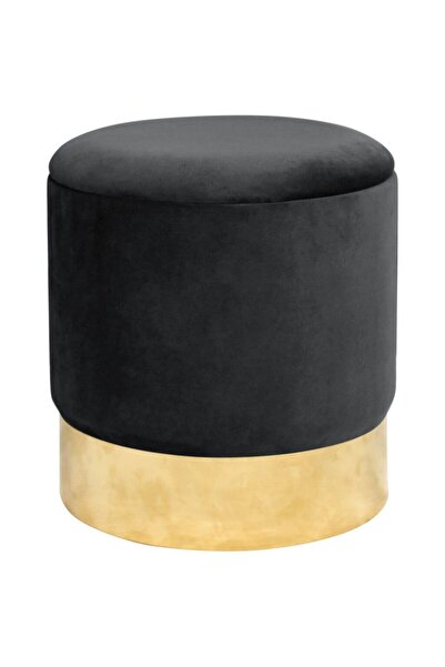 Mercaton Taburet, rotund, cu spatiu depozitare, catifea, negru, max 80 kg, 39×40 cm, Golden,