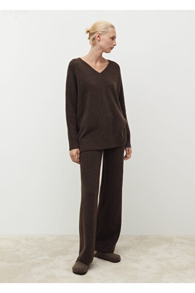 MANGO Woman Düz kesim triko pantolon