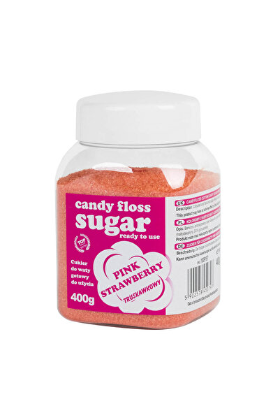 GSG24 Zahăr colorat din vată de zahăr, roz, aromă de căpșuni, 400g