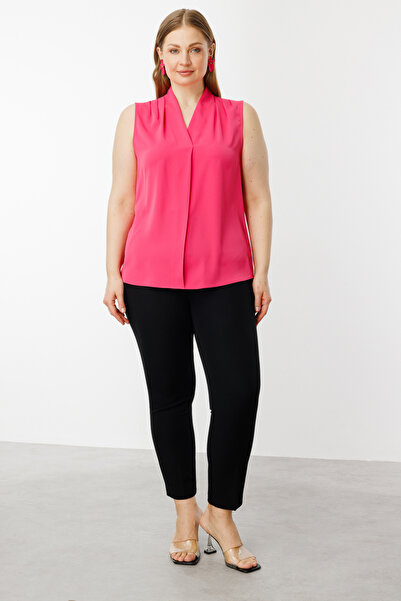 Ekol Kadın Büyük Beden Beli Lastikli Dar Paça Pantolon 2088 Siyah